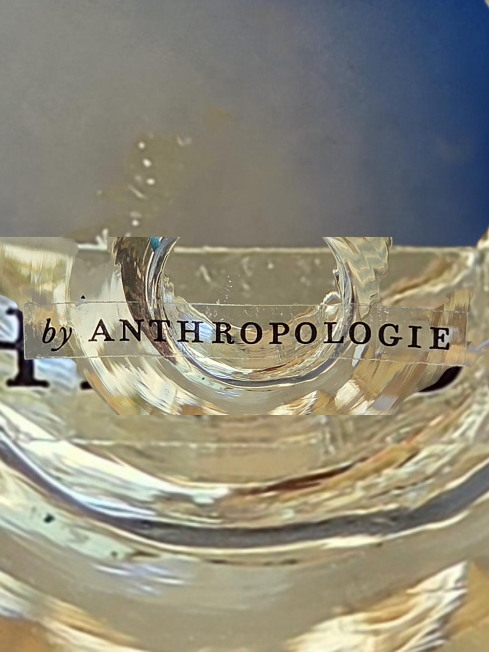 Anthropologie Teal & Amber Glassware Set of 4 | Two-Tone Mid Century Modern - Picture 7 of 7
